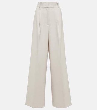 High-rise wide-leg wool-blend pants