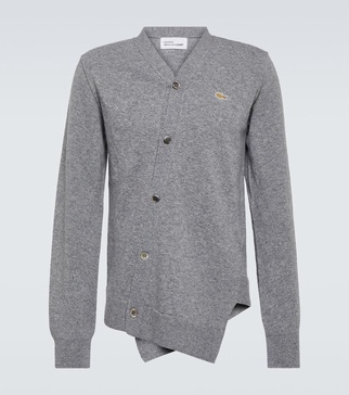 x Lacoste asymmetric wool cardigan