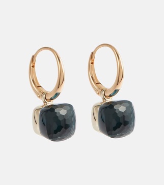 Nudo 18kt rose gold and white gold earrings with blue topaz