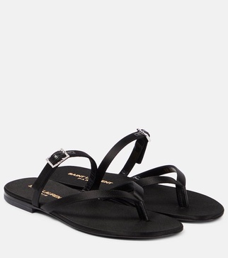 Laszlo satin crepe thong sandals