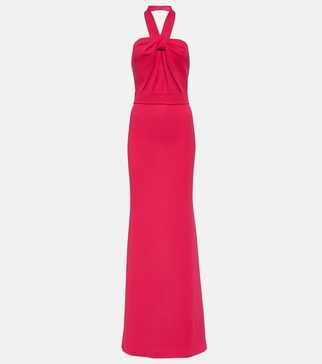 Halterneck crepe gown