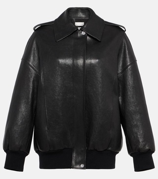 Leather bomber jacket