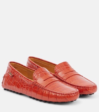 Gommino croc-effect leather loafers