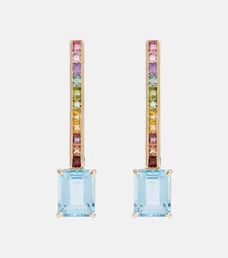 14kt gold earrings with topaz and sapphires