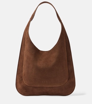 Midi suede shoulder bag