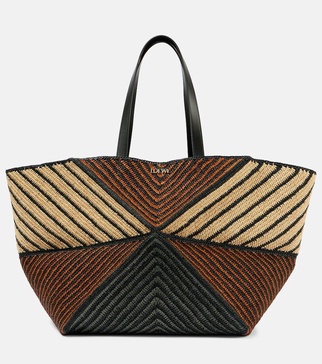 Puzzle Fold XXL raffia tote bag