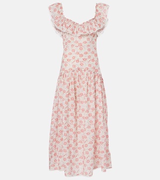 Eugene floral ruffled cotton midi dress