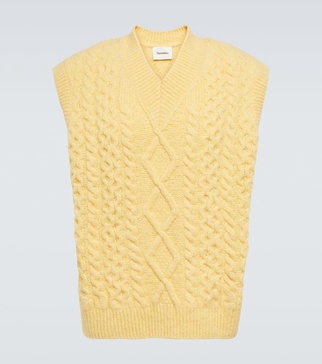 Cable-knit wool-blend sweater vest