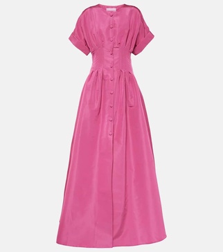 Pleated silk gown