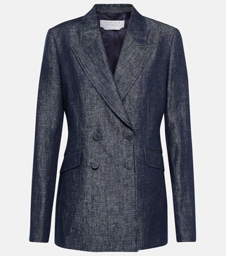 Double-breasted linen blazer