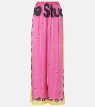 graphic-print wide-leg trousers