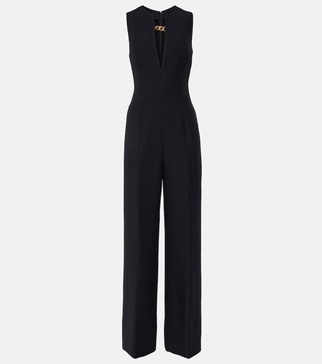 Chain-detail wool and silk jumpsuit