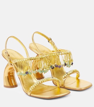 95 beaded metallic leather sandals