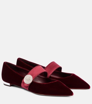 Crystal Macaron velvet flats