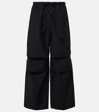 Cotton-blend wide-leg pants