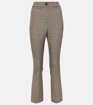 Checked high-rise slim pants