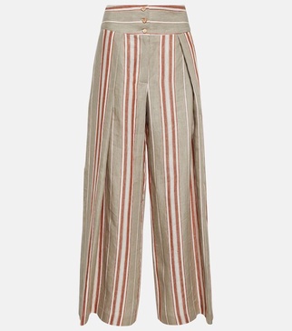 Notan striped wide-leg linen pants