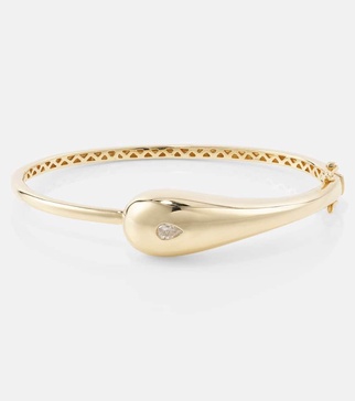 Water Droplet 14kt gold bangle with diamond