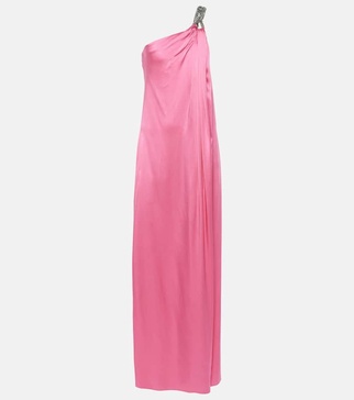 Falabella chain-detail satin gown