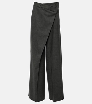 Asymmetric mid-rise wide-leg pants