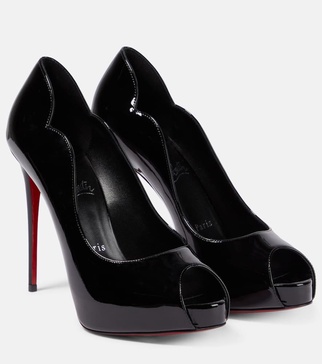 Patent leather platform pumps