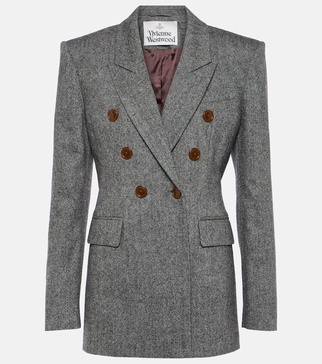 Wool-blend double breasted blazer