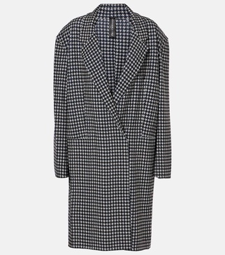 Double-breasted houndstooth coat