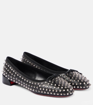 Spiked leather ballet flats