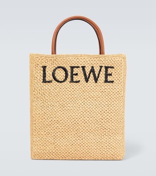 Logo raffia tote bag