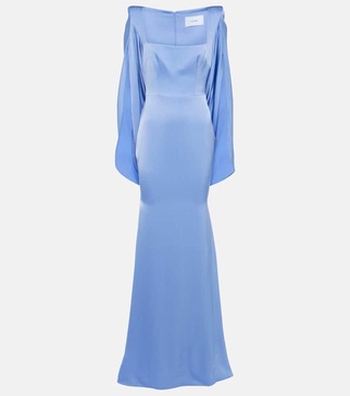 Caped crêpe satin gown