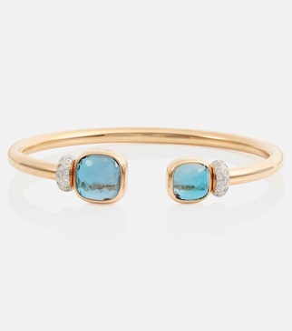 Nudo 18kt rose gold bangle with blue topaz and diamond