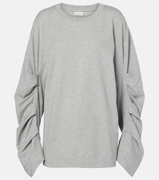 Ruched oversized cotton jersey top