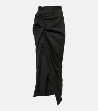 Panther wool maxi skirt