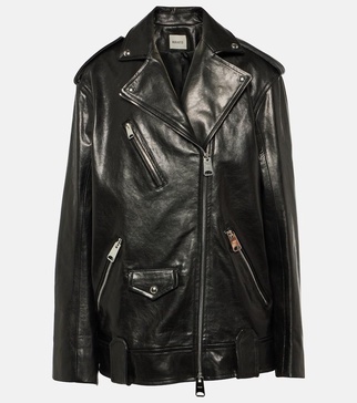 Hanson oversized leather biker jacket