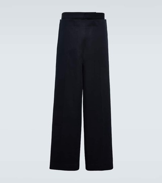 Cotton twill wide-leg pants