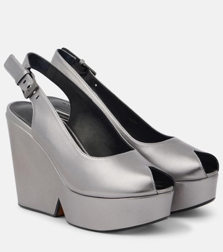 Dylan metallic leather wedge sandals