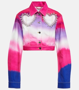 Embellished ombré denim jacket