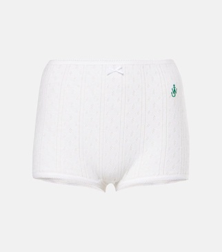 Pointelle cotton and cashmere shorts