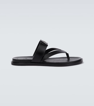 Leather logo sandals