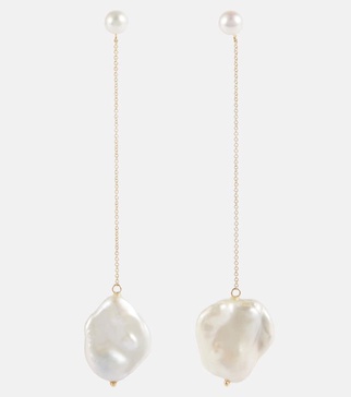 14kt gold drop earrings with pearls