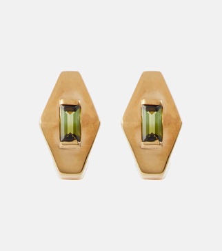 Deco Rombo Mini 9kt gold earrings with tourmaline