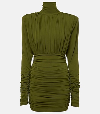 Ruched crepe jersey minidress