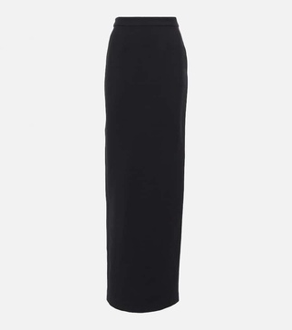 Asymmetrical wool and silk maxi skirt