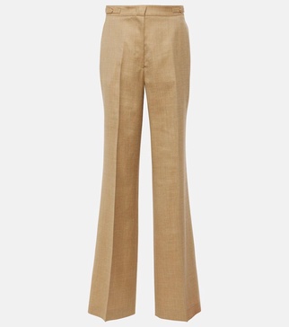 Wool, silk, and linen flared pants