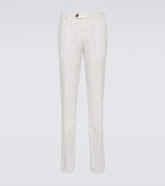 Cotton gabardine slim pants