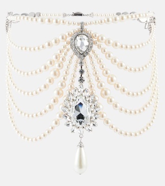 Embellished faux pearl necklace