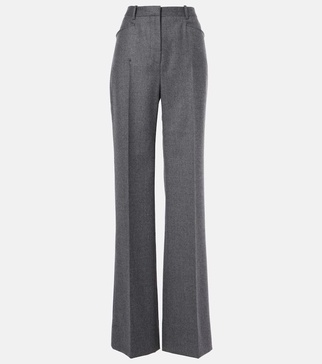 High-rise wool twill bootcut pants