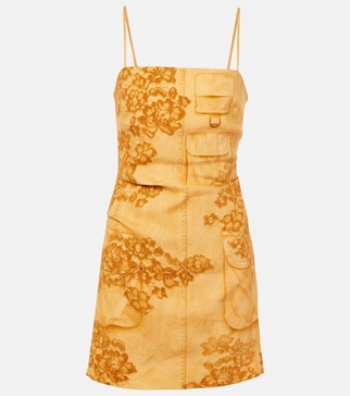 Orange Trompe L'oeil Print Strap Dress