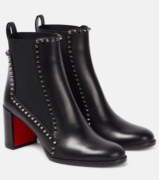 Out Line Spike Lug Leather Ankle Boots 100