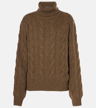 Napier cable-knit cashmere turtleneck sweater